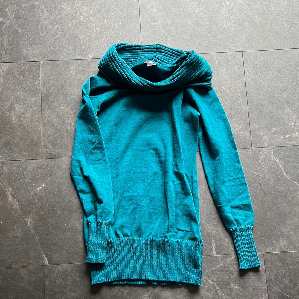 The Limited Aqua Cowl Neck Sweater